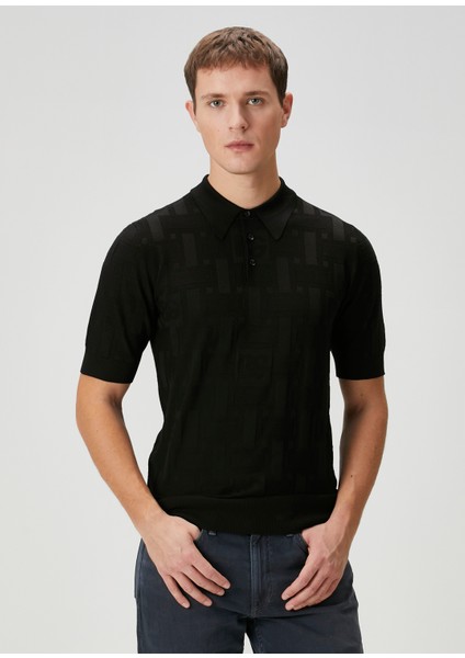 Siyah Ipek Polo T-Shirt
