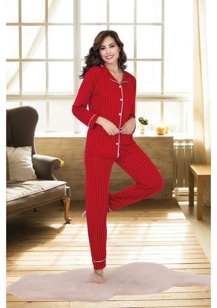 Rahat ve Şık Kadın Pijama - Kırmızı