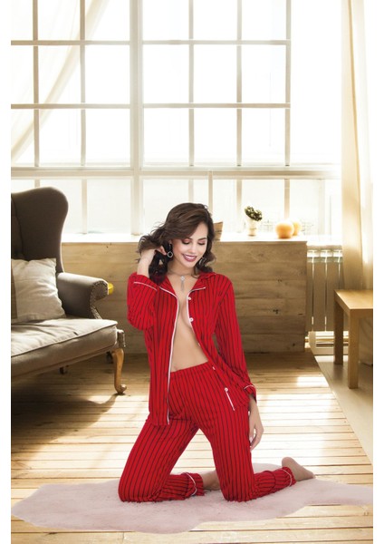 Rahat ve Şık Kadın Pijama - Kırmızı fiyatları