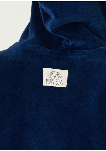 MB Lacivert Oversize Kapüşonlu Kadife Sweatshirt