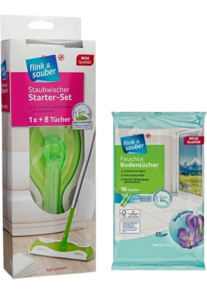 Temizlik Seti: Paspas, Kuru Bez, Islak Bez, Dağ Çiçeği Kokulu, 16 Parça