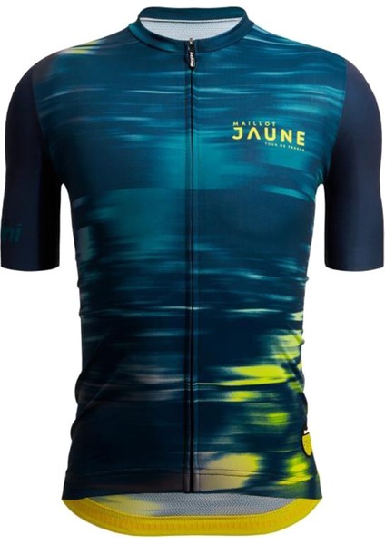 Le Maillot Jaune Kısa Kol Mavi Unisex Bisiklet Forması