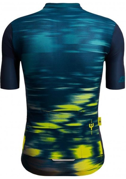 Le Maillot Jaune Kısa Kol Mavi Unisex Bisiklet Forması