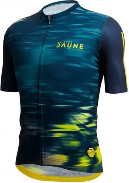 Le Maillot Jaune Kısa Kol Mavi Unisex Bisiklet Forması