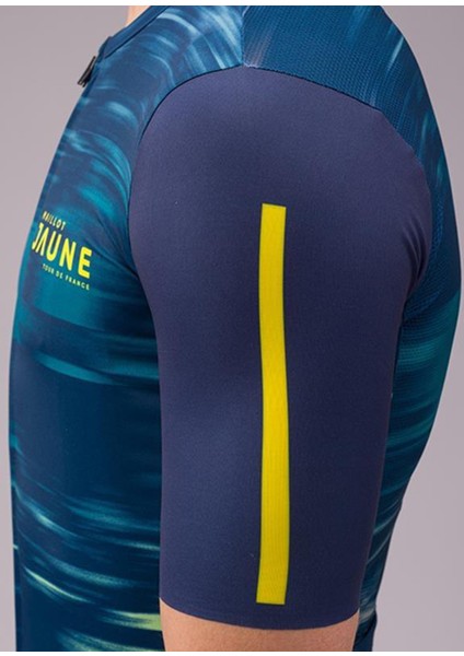 Le Maillot Jaune Kısa Kol Mavi Unisex Bisiklet Forması
