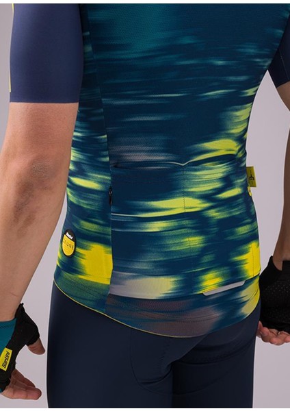 Le Maillot Jaune Kısa Kol Mavi Unisex Bisiklet Forması