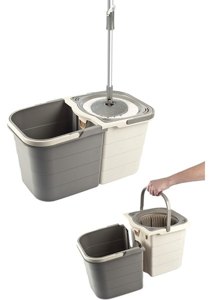 Döner Başlıklı Mop Seti, 19 Lt, Temizlik İçin Çok Amaçlı Ve Pratik Kullanım