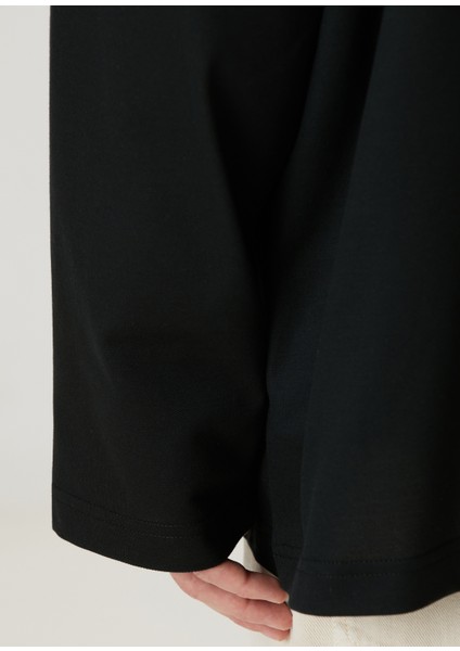 Siyah Polo Yaka Sweatshirt