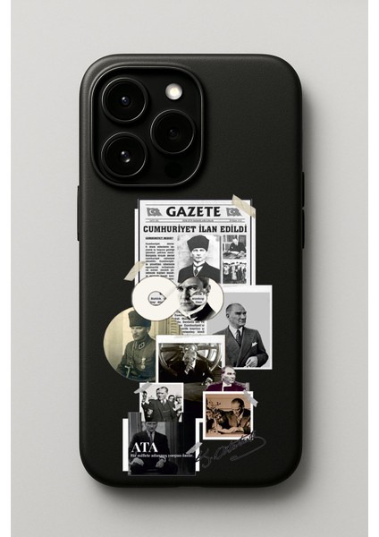 iPhone 11 Pro Uyumlu Atatürk Kolaj Tasarım Baskılı Lansman Kılıf