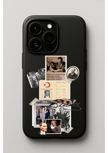 iPhone 11 Pro Uyumlu Atatürk Kolaj Tasarım Baskılı Lansman Kılıf modelleri