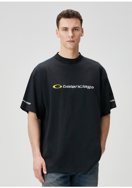 Siyah Logo Nakışlı T-Shirt