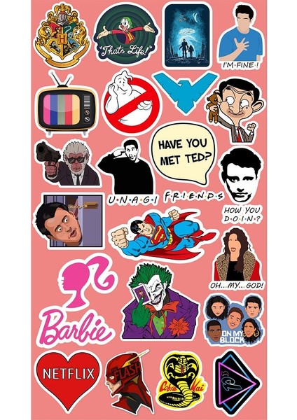 Film Serisi Animasyonlu Seri 2 Sticker Telefon Laptop Notebook Tablet Defter Matara Stiker Etiket