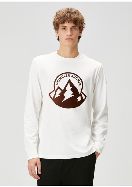 Beyaz Logo Baskılı T-Shirt