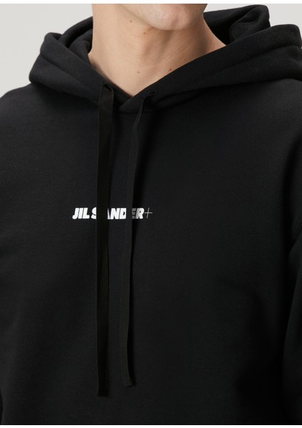 Siyah Kapüşonlu Logo Baskılı Sweatshirt indirimleri
