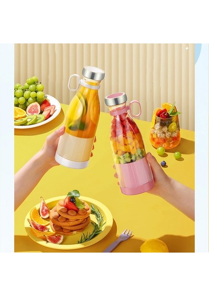 Taşınabilir Blender, Taşınabilir Mini Hızlı Blender 350ml Meyve Sıkacağı Kupası, Kablosuz Şarjlı, Smoothie Milkshake Suyu Bebek Maması Için 4 Bıçaklı