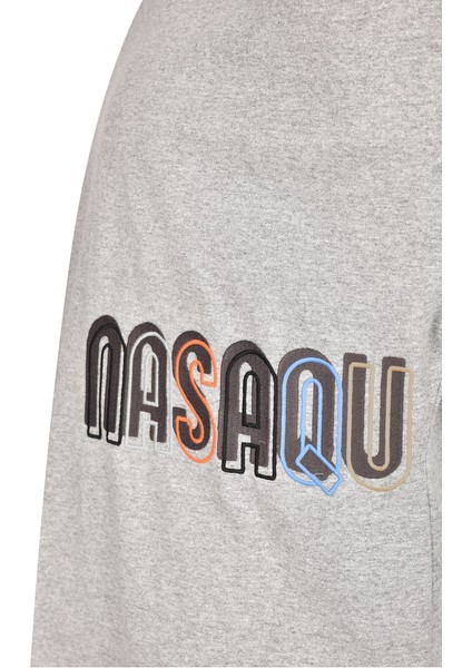 Düşük Omuzlu Gri Krom Oversize T-Shirt