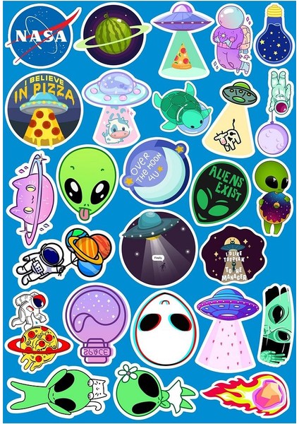 Space Uzay Çıkartmaları Seri 2 Sticker Telefon Laptop Notebook Tablet Defter Matara Sticker Etiket