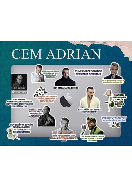 Cem Adrian Laptop Notebook Telefon Kılıfı Sticker Paketi