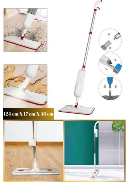 Çift Fonksiyonlu 124 cm Spreyli ve Sıklamlı Temizlik Seti