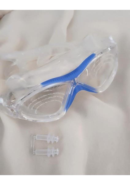 Şeffaf Mavi Yüzücü Gözlüğü, Silikon Burun Tıkaçlı, Kutulu, Sörf ve Yüzme Için Ideal fırsatları