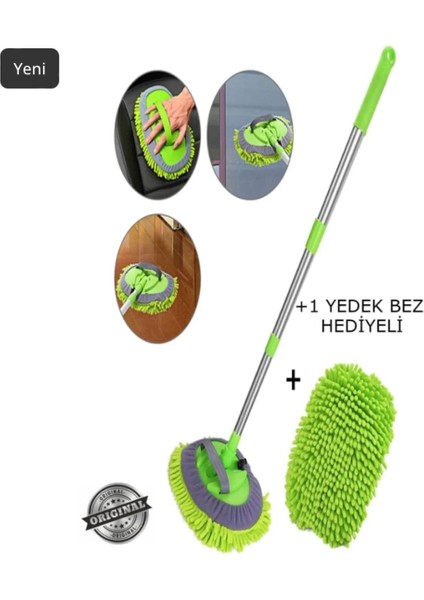 Araç Yıkama Fırçası ve Yedek Mikrofiber Başlık Seti
