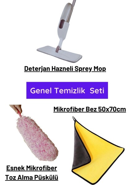 Pratik Temizlik Seti: Sprey Mop, Esnek Püskül, Temizlik Bezi, Kolay Kullanım