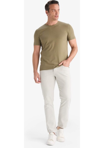 Slim Fit Dar Kesim Bisiklet Yaka Esnek Kumaş Kısa Kollu Tişört E2635AX25SM fiyatları