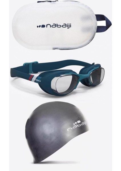3'lü Yüzücü Seti, Silikon Gözlük, Bonesi ve Çanta, Deniz ve Havuz Kullanımı