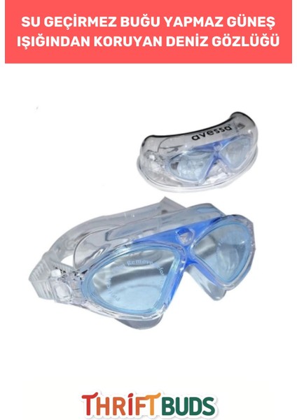 Mavi Su Geçirmez Ayarlanabilir Gözlük, Uv Koruma, Buğu Yapmaz, Tatil ve Yaz Kullanımı