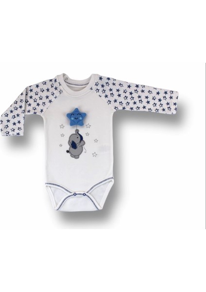 3-6 6-9 9-12 Ay Kutup Yıldızı Nakışlı Bandajlı Uzun Kollu Zıbınlı 3lü Erkek Bebek Takımı Ekru fiyatları
