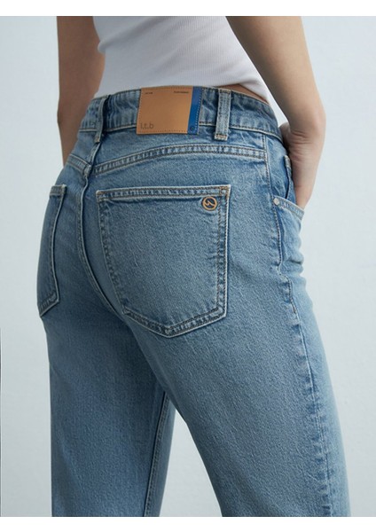 Kadın Rebecca Dar Paça Yüksek Bel Jean Pantolon indirimleri