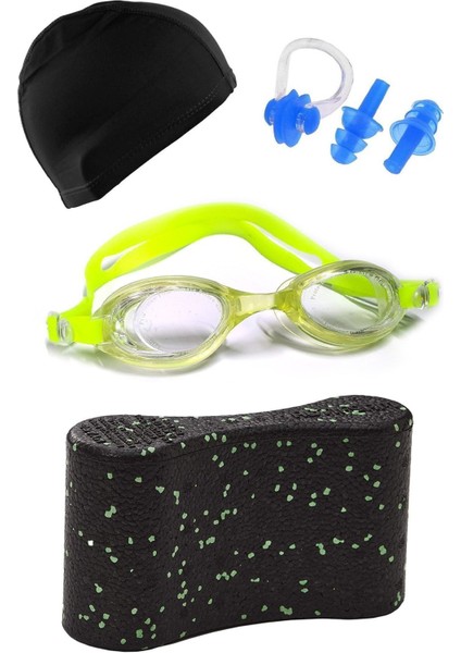 Çocuklar Için Renkli Yüzme Seti Gözlük, Bone, Kulak Tıkacı, Burun Klipsi ve Pull Buoy