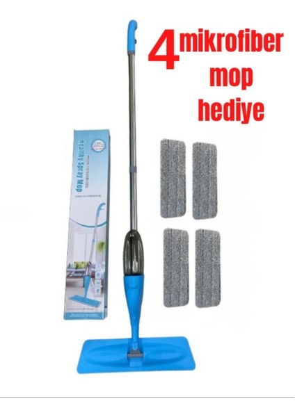 4 Bezli Sprey Mop Temizlik Seti, Deterjan Hazneli, Pratik ve Kullanışlı Ev Temizlik Aracı