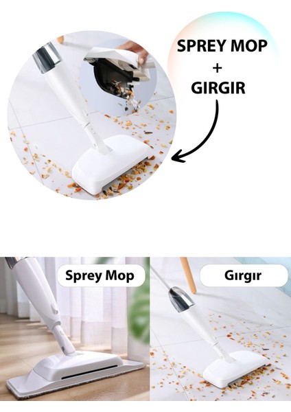 3'ü 1 Arada Temizlik Seti, Paspas, Gırgır Ve Sprey Mop, Temizlik Kolaylığı