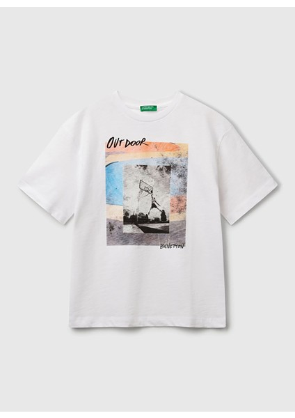 Baskılı Beyaz Erkek Çocuk T-Shirt 3SLUC10P8