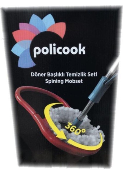 Çok Amaçlı Döner Başlıklı Temizlik Seti, Paspas ve Mop, Şık Siyah Tasarım