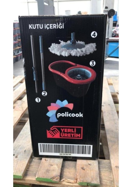 Çok Amaçlı Döner Başlıklı Temizlik Seti, Paspas ve Mop, Şık Siyah Tasarım