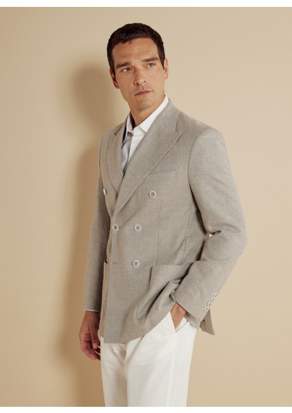 Slim Fit Koyu Bej Erkek Ceket BBSS25MBL014