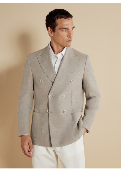 Slim Fit Koyu Bej Erkek Ceket BBSS25MBL014 fırsatları
