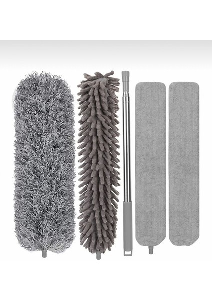 Manyetik Mikrofiber Toz Alma Seti, Bükülebilir ve Uzayabilen Saplı 3'lü Temizlik Aracı