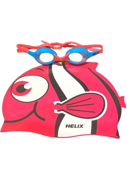 Çocuklar Için Pembe Yüzücü Gözlüğü ve Bone Seti