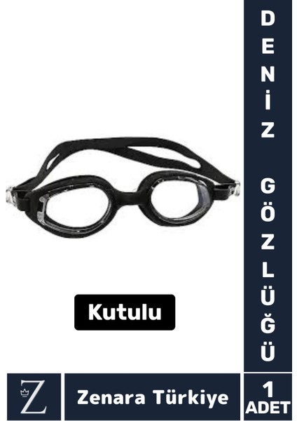 Ayarlanabilir Su Geçirmez Uv Korumalı Silikon Deniz Gözlüğü, Kutulu, Anti- Fog, Siyah