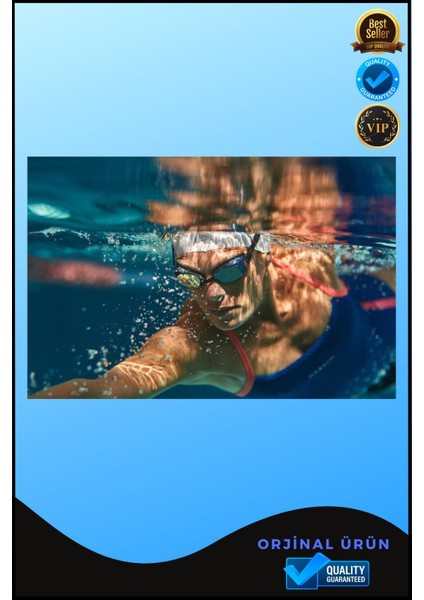 Mavi ve Siyah Aynalı Yüzücü Gözlüğü, Havuz ve Deniz Için Şık Tasarım