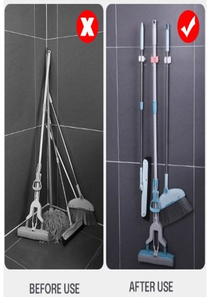 Gri 4'lü Kendinden Yapışkanlı Pratik Mop Tutucu ve Askı Seti indirimleri