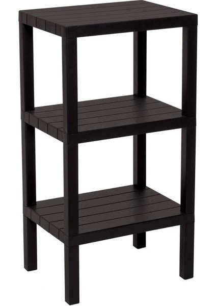 3 Raflı Siyah Modüler Ünite Plastik