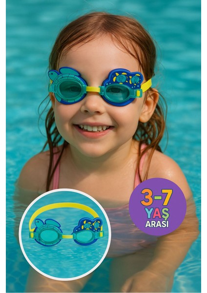 Renkli Çocuk Deniz Havuz Gözlüğü Karetta Karetta Model 3-7 Yaş