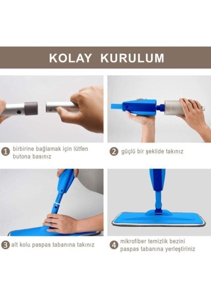 Pratik Sprey Mop Temizlik Seti, Deterjan Hazneli, 2'li Paket fırsatları