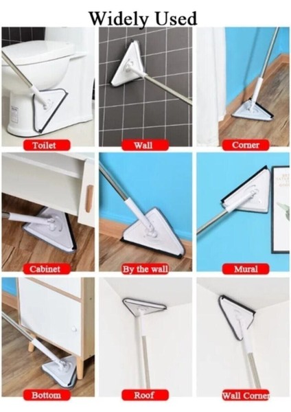 Teleskopik Saplı Üçgen Mop, Cam, Duvar, Tavan, Fayans ve Parke Temizleyici