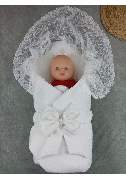 Yenidoğan Kumru Plazma Taçlı Lüks Kundak Bebek Battaniyesi Ekru fiyatları