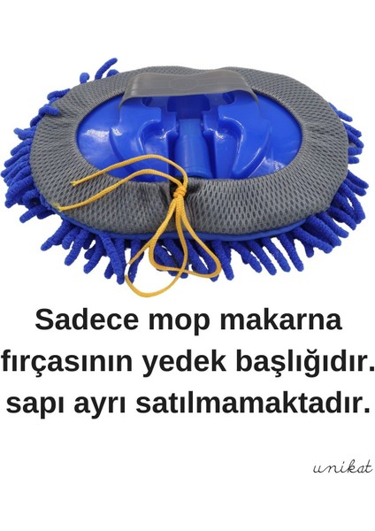 Teleskopik Mikrofiber Araç Yıkama Fırçası Yedek Mop Başlığı, Mavi, 1 Adet
